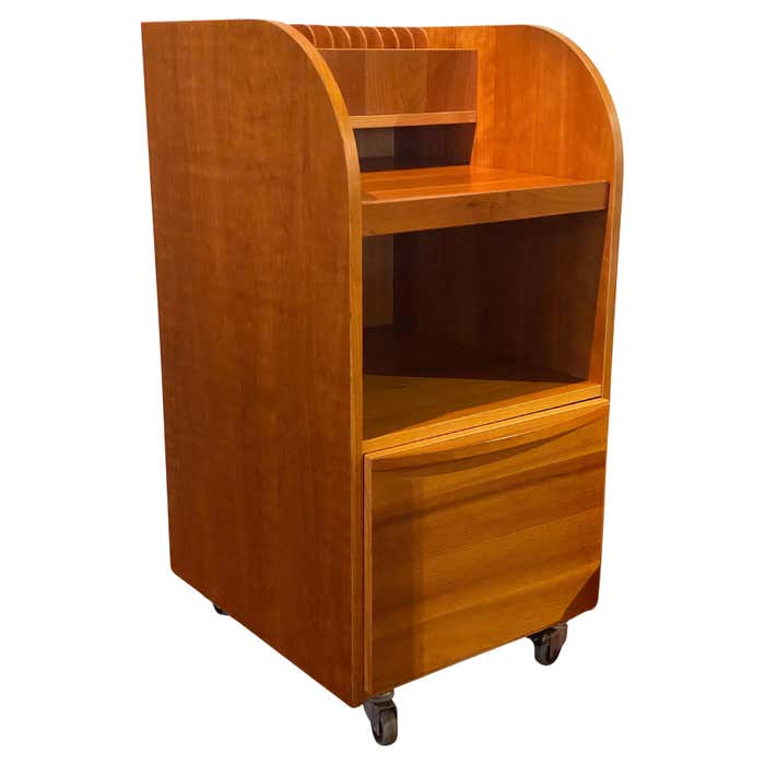 Walnut Mid-Century Modern File Cabinet with Dividers and Storage