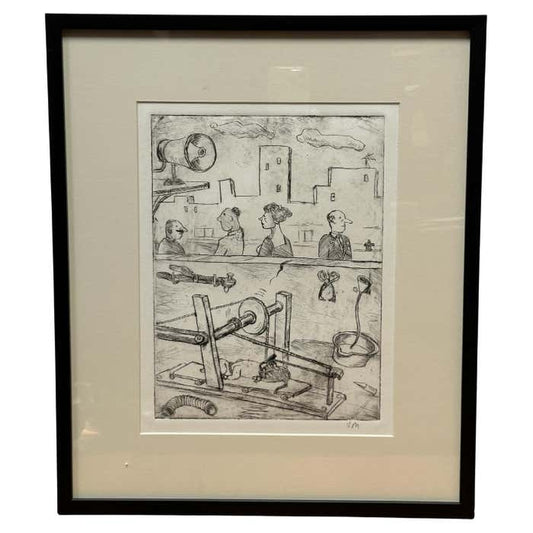 "People In The Street" Satirical Drawing by John Marx