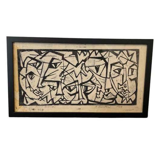 "Peer Group" Post-Modern Black and White Lithograph by Richard Proctor