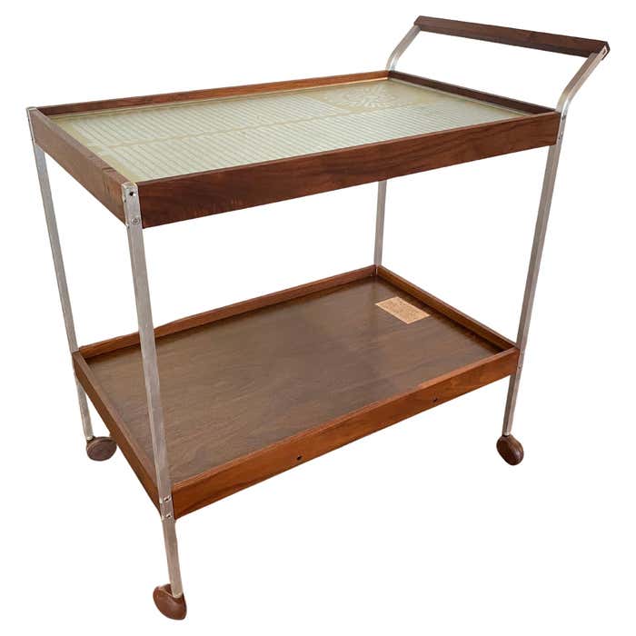 Mid-Century Salton Hotable Automatic Food Warmer Rolling Bar Cart