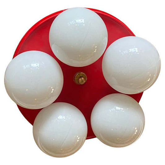 Midcentury Ceiling Lamp Five Bulbs Attributed to Max Bill for TEMDE