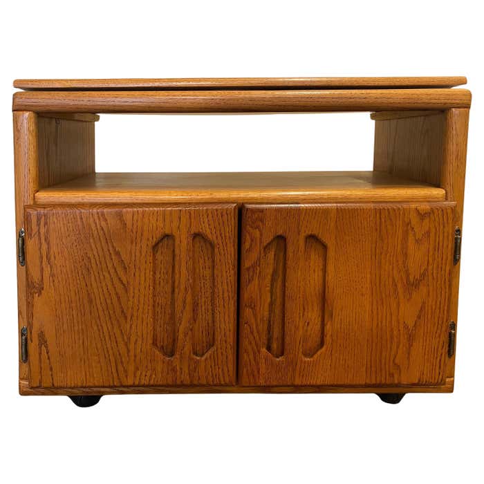 Midcentury Rolling TV Cabinet in Walnut
