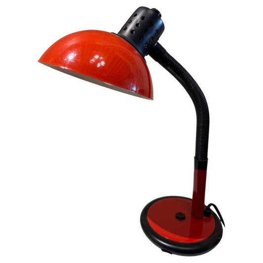 French Midcentury Modern Red and Black Desk Lamp by Aluminor