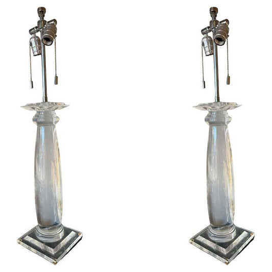 Pair of Modern Lucite Table Lamps in the style of Karl Springer