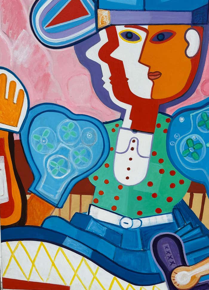 "Girl At Her Dressing Table" Modern Acrylic on Canvas by Bob Novak