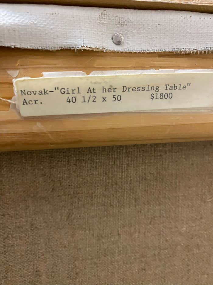 "Girl At Her Dressing Table" Modern Acrylic on Canvas by Bob Novak