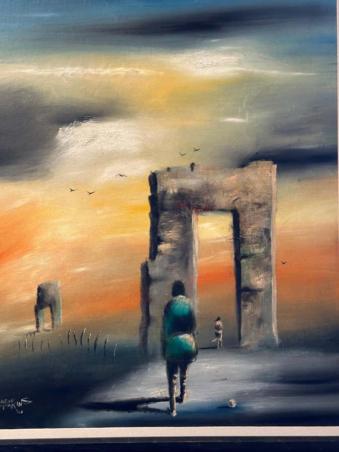 "Hope : Between Earth and Heaven" Surrealist Acrylic on Canvas by Eugene Hawkins