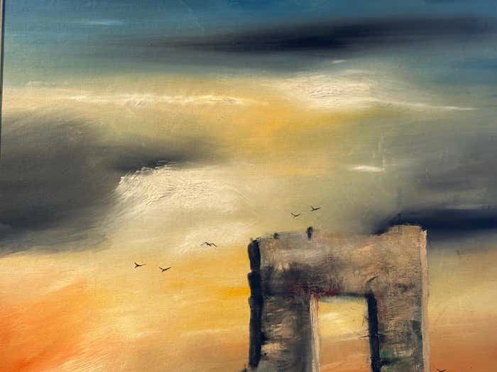 "Hope : Between Earth and Heaven" Surrealist Acrylic on Canvas by Eugene Hawkins