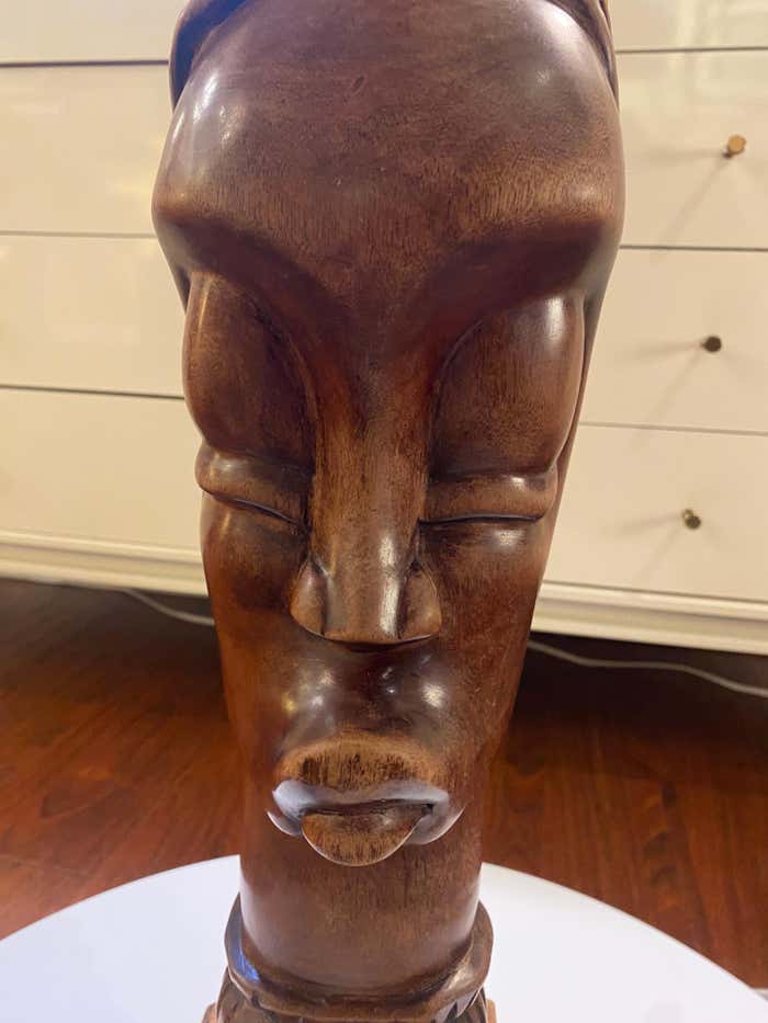 "Ritual In Wood" Mid-Century African Wood Bust