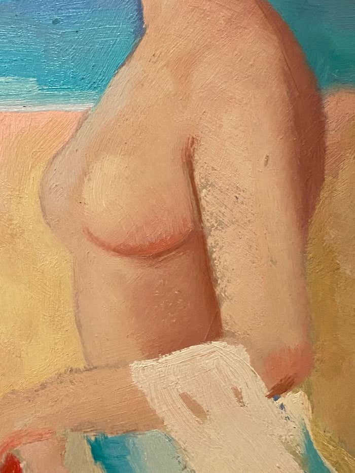 Buckley McGurrin "Nude at the Beach" Oil on Board by Buckley MacGurrin