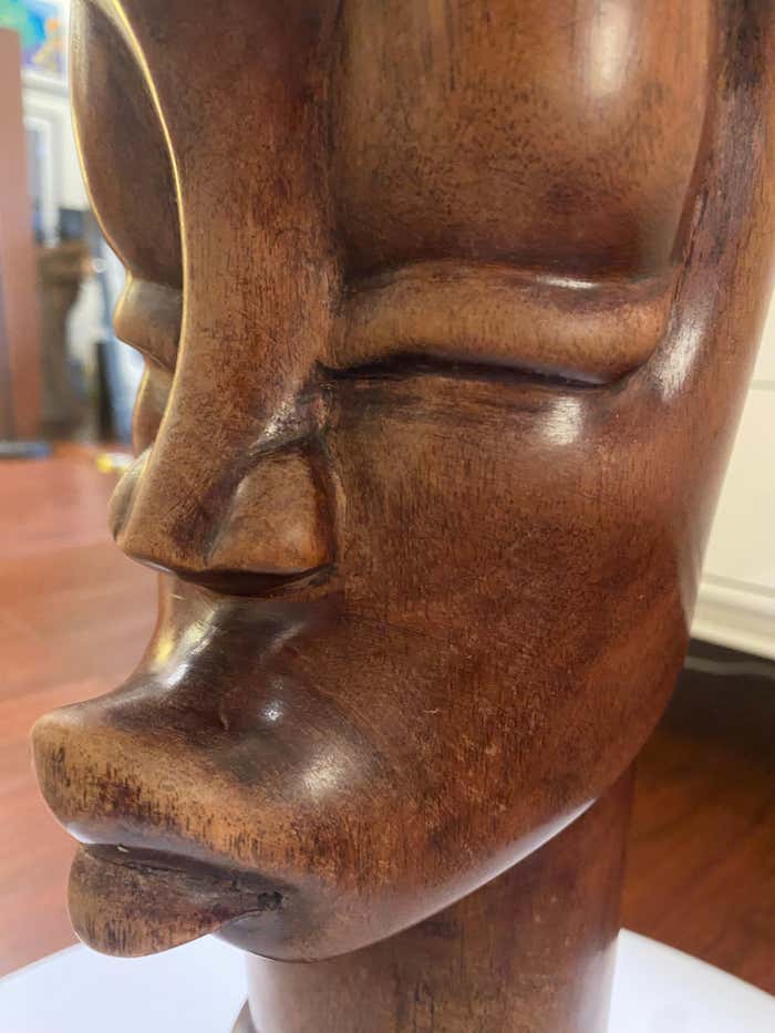 "Ritual In Wood" Mid-Century African Wood Bust