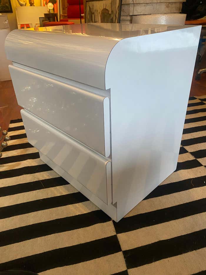 Pair of Modern White Laminate Nightstands
