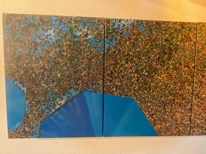 "Christo Reaction" Beachscape Acrylic on 5 Panels by John “Nelson” Richardson