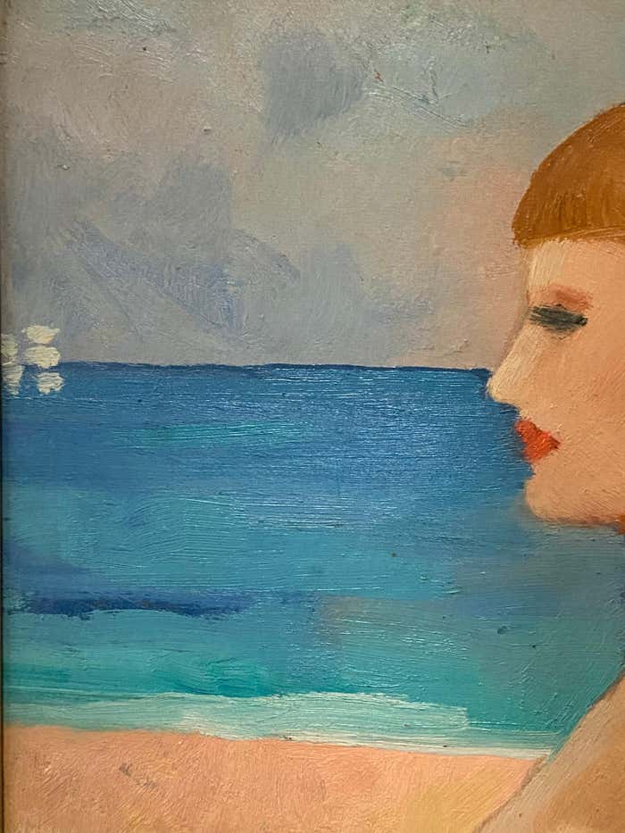 Buckley McGurrin "Nude at the Beach" Oil on Board by Buckley MacGurrin