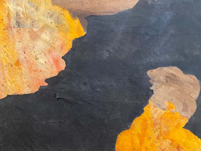 Large Orange And Black Abstract Expressionist Painting by Shirley Bleviss