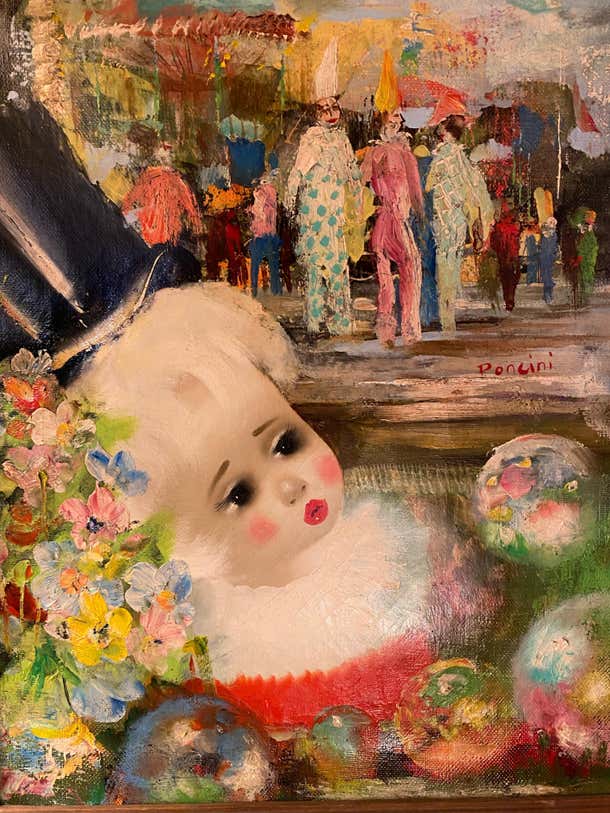 "The Doll and The Circus" Oil Portrait Painting by Santini Poncini