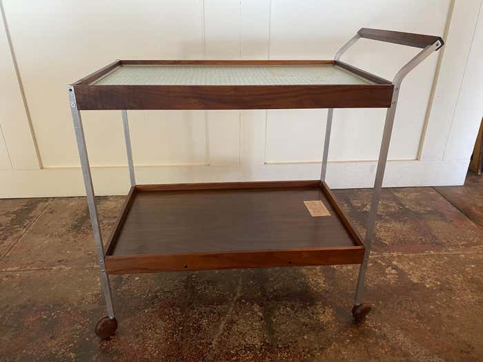 Mid-Century Salton Hotable Automatic Food Warmer Rolling Bar Cart