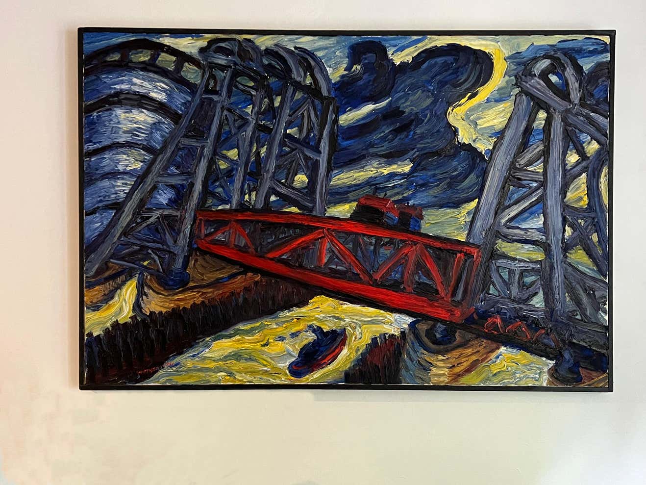 "Iron Bridge" Oil Painting on Canvas 1989 by Paul Weingarten