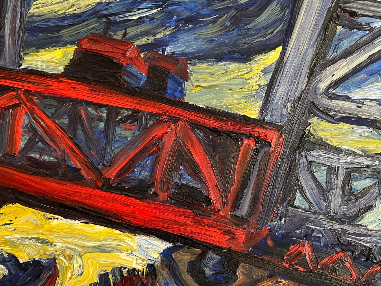 "Iron Bridge" Oil Painting on Canvas 1989 by Paul Weingarten