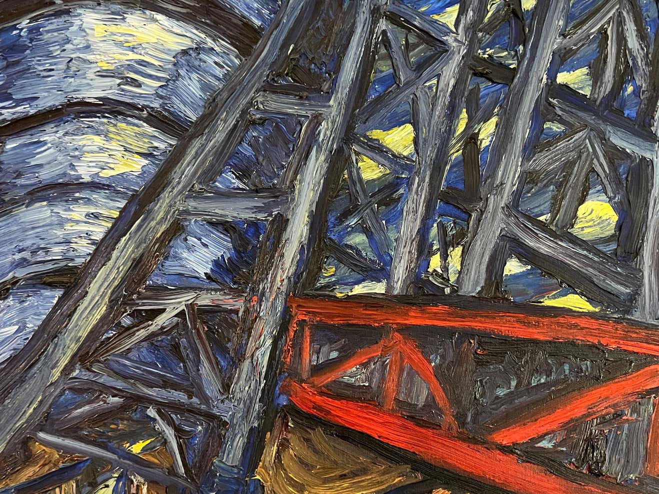 "Iron Bridge" Oil Painting on Canvas 1989 by Paul Weingarten