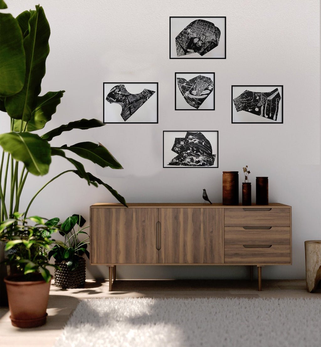 "JUPITER SIX" Graphic Black and White Lithograph by Louise Siekman