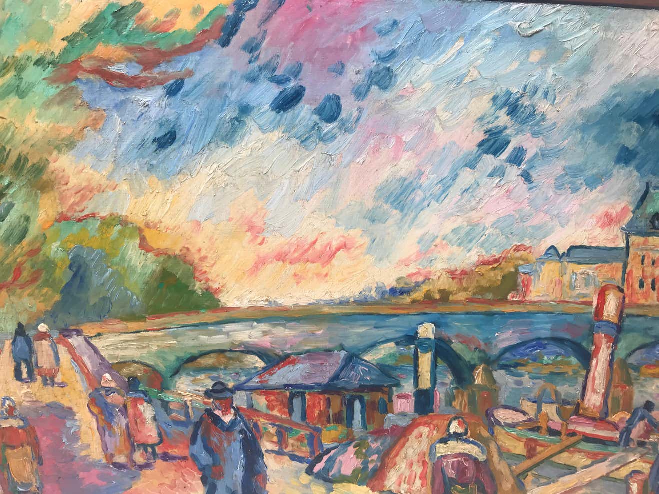 "Les Quais De Conti" Post Impressionist Oil on Canvas by Fauvist Pat. F. Wilson