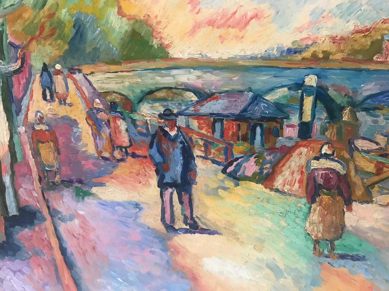 "Les Quais De Conti" Post Impressionist Oil on Canvas by Fauvist Pat. F. Wilson
