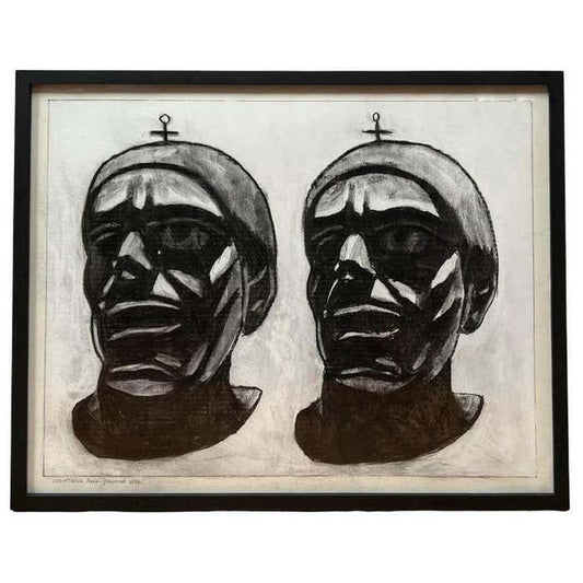 "Mesmerizing Twins" Black and White Drawing by Christopher Mark Brennan