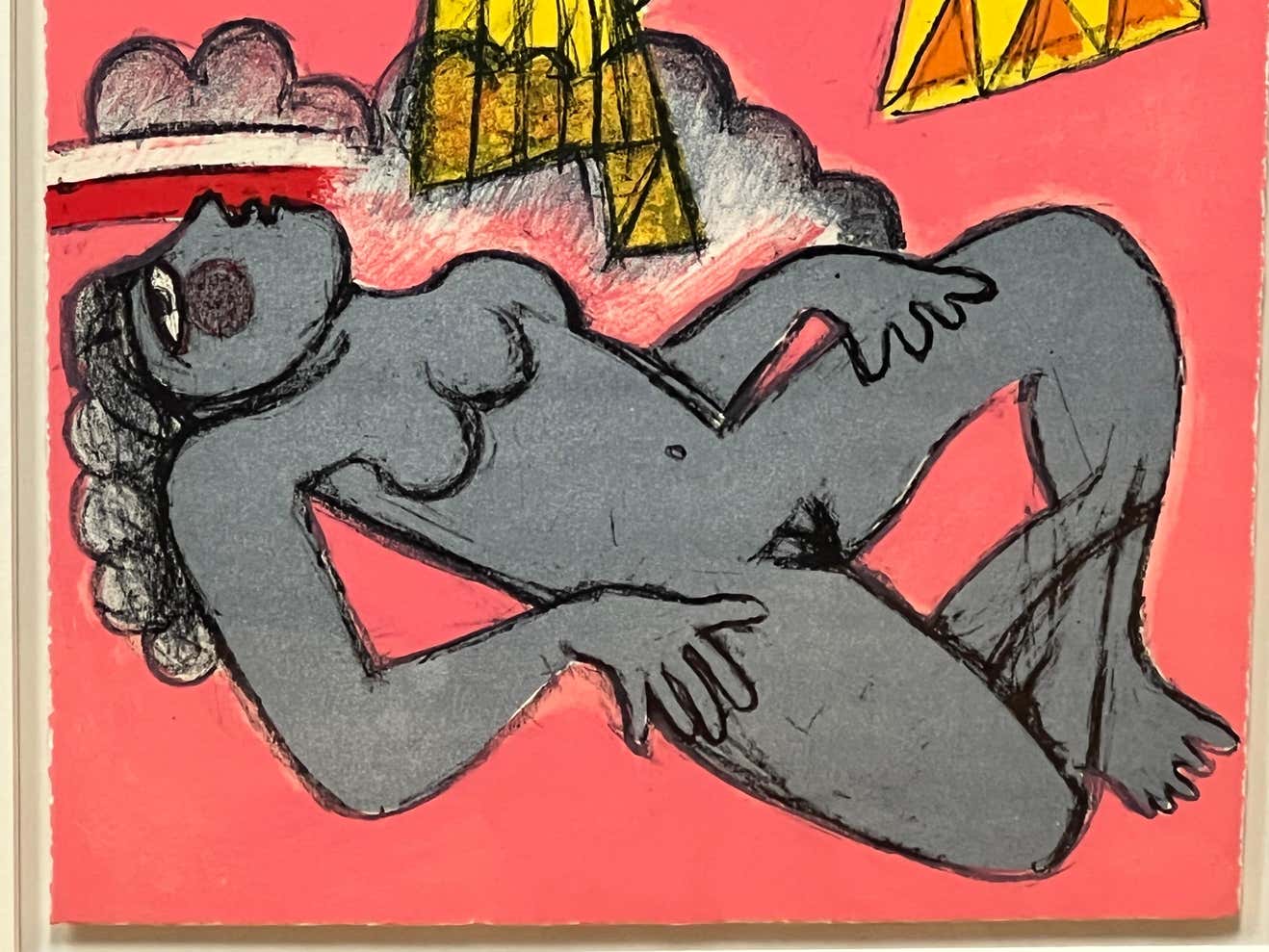 "Rainbow Birds and Nude" Lithograph by Corneille