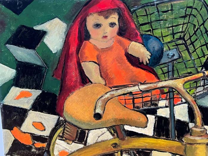 " Tricycle and Doll" Oil on Canvas by Edgar Kiechle