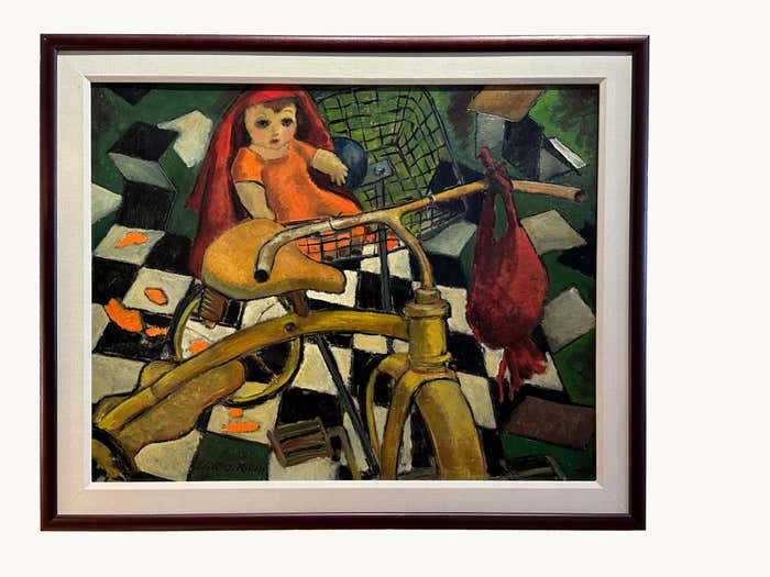 " Tricycle and Doll" Oil on Canvas by Edgar Kiechle