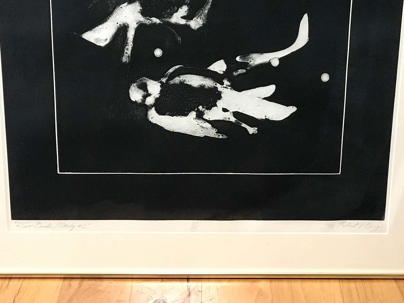 " Two Birds" Lithograph in Gold Frame by Robert Bey