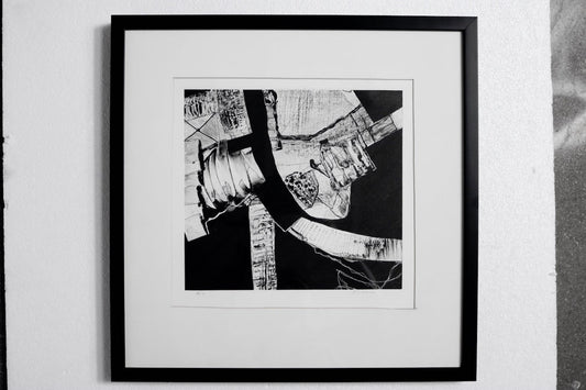UNTITLED 2/7 Graphic Abstract Black-and-White Lithograph Signed Louise Siekman