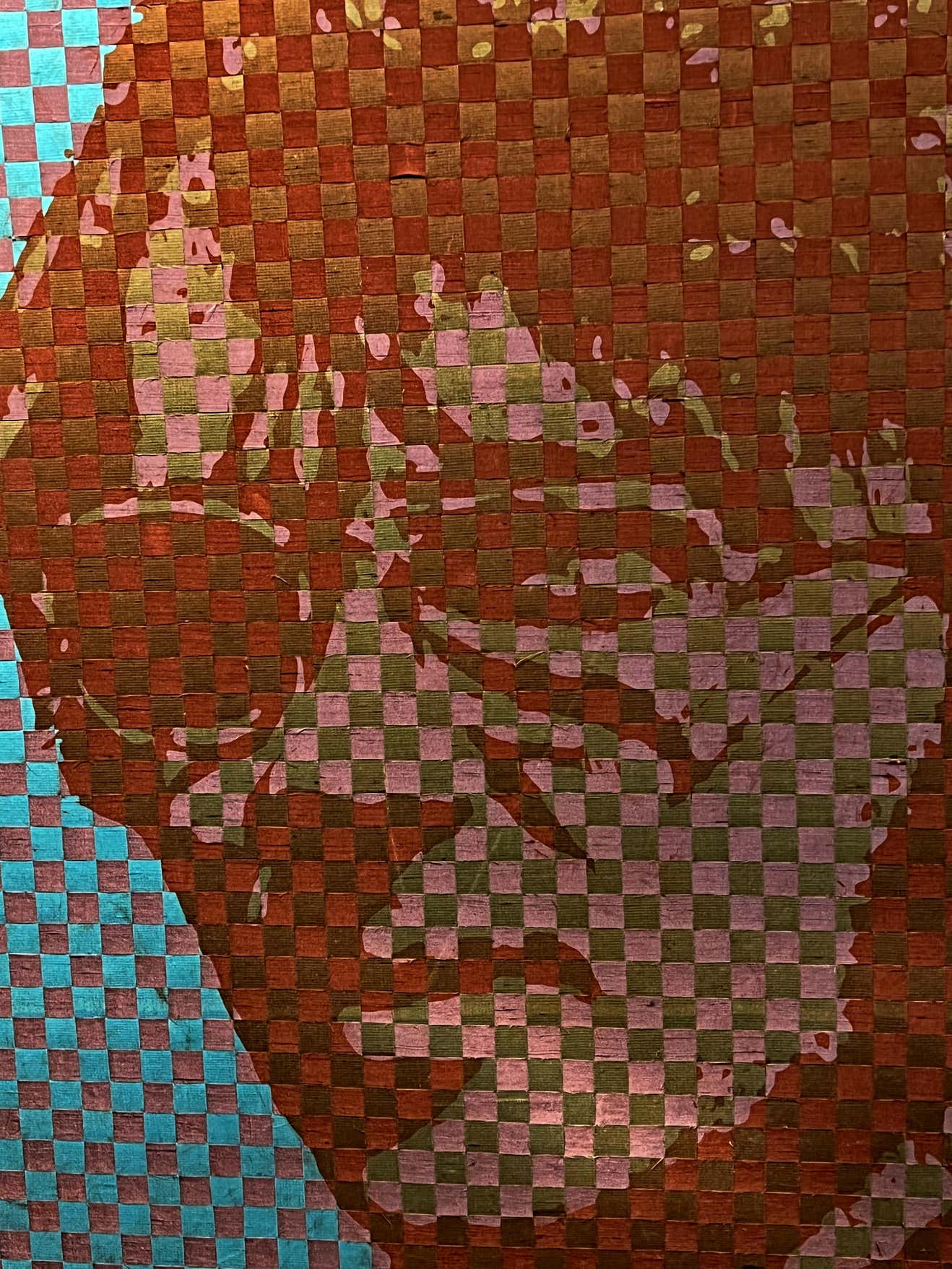 Blue Self Portrait Fabric Weaving #2 by Richard Proctor