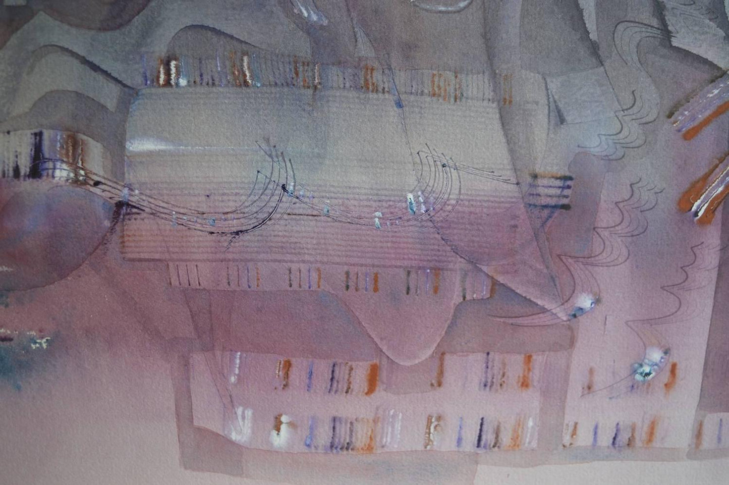 Rhythmic Abstract Blue and Purple Watercolor by Barry Bleach