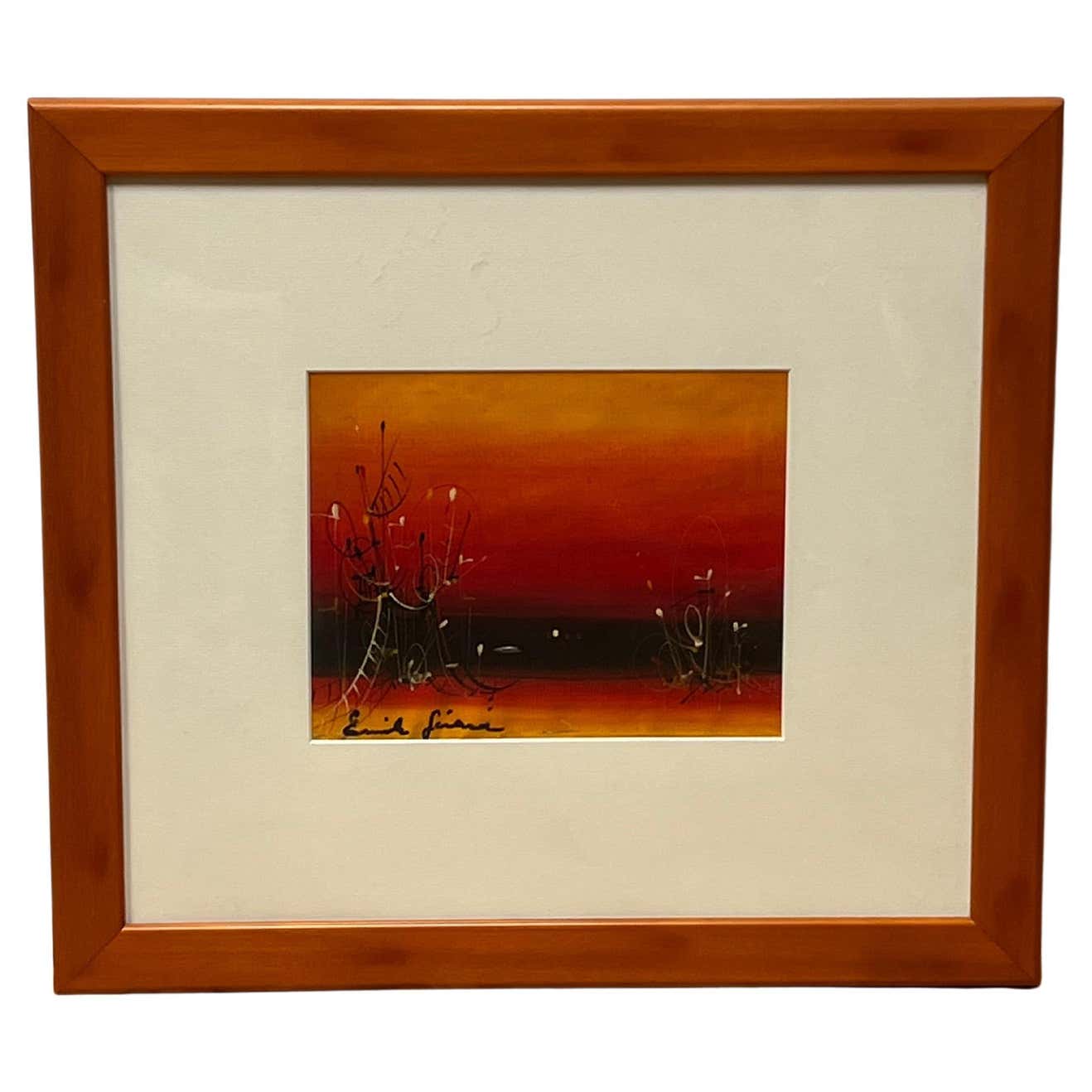 Surrealist Landscape Oil on Canvas by French Painter Emile Gerard