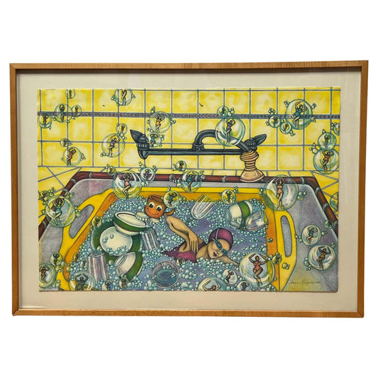 Bubble Bath Lithograph by Florence Duryer