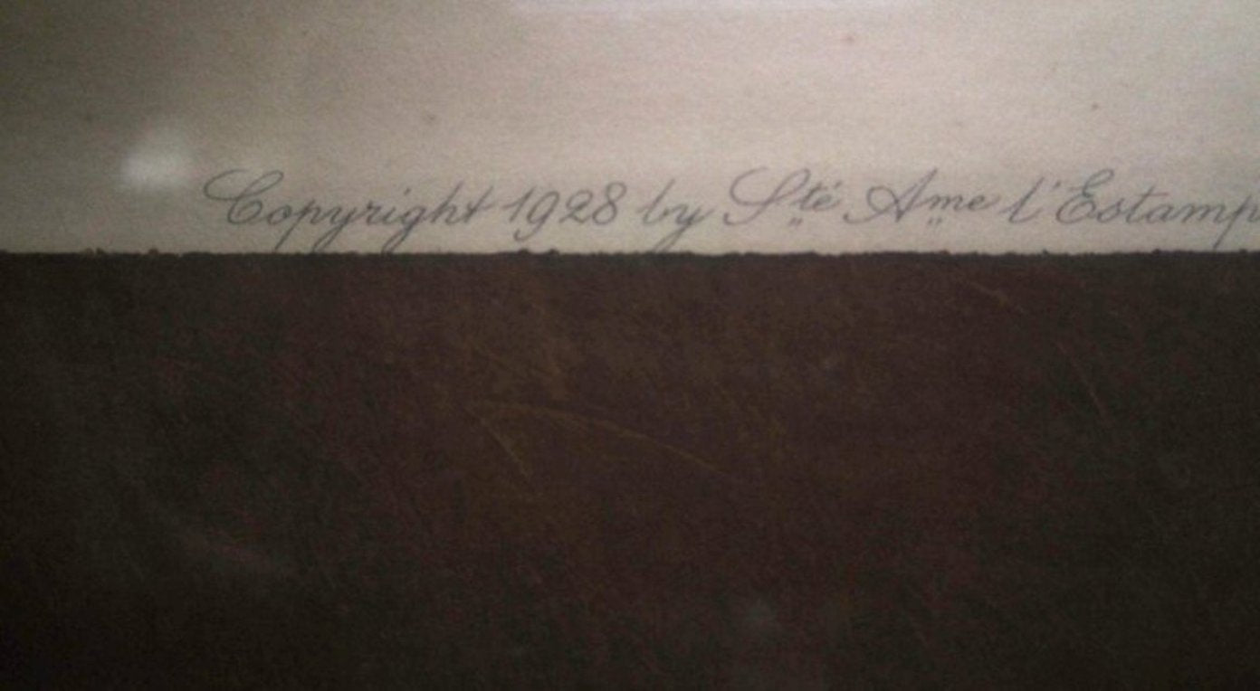 Oriental Lithograph and Watercolor by Umberto Brunelleschi