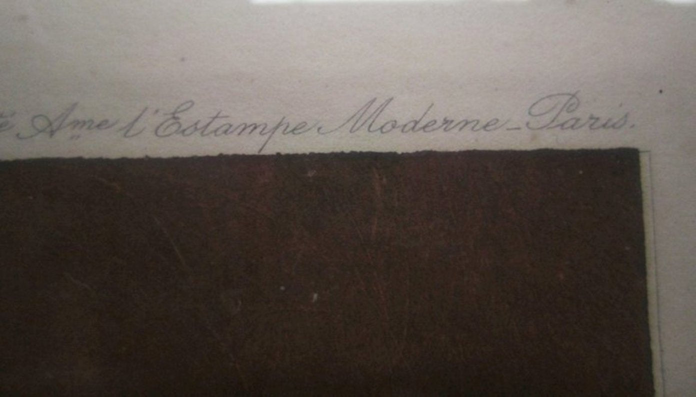 Oriental Lithograph and Watercolor by Umberto Brunelleschi