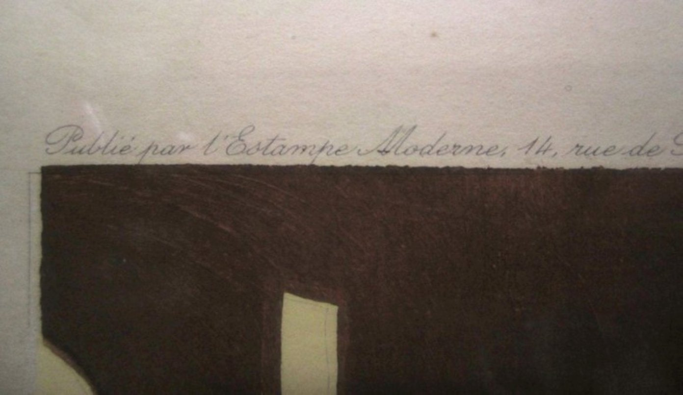 Oriental Lithograph and Watercolor by Umberto Brunelleschi