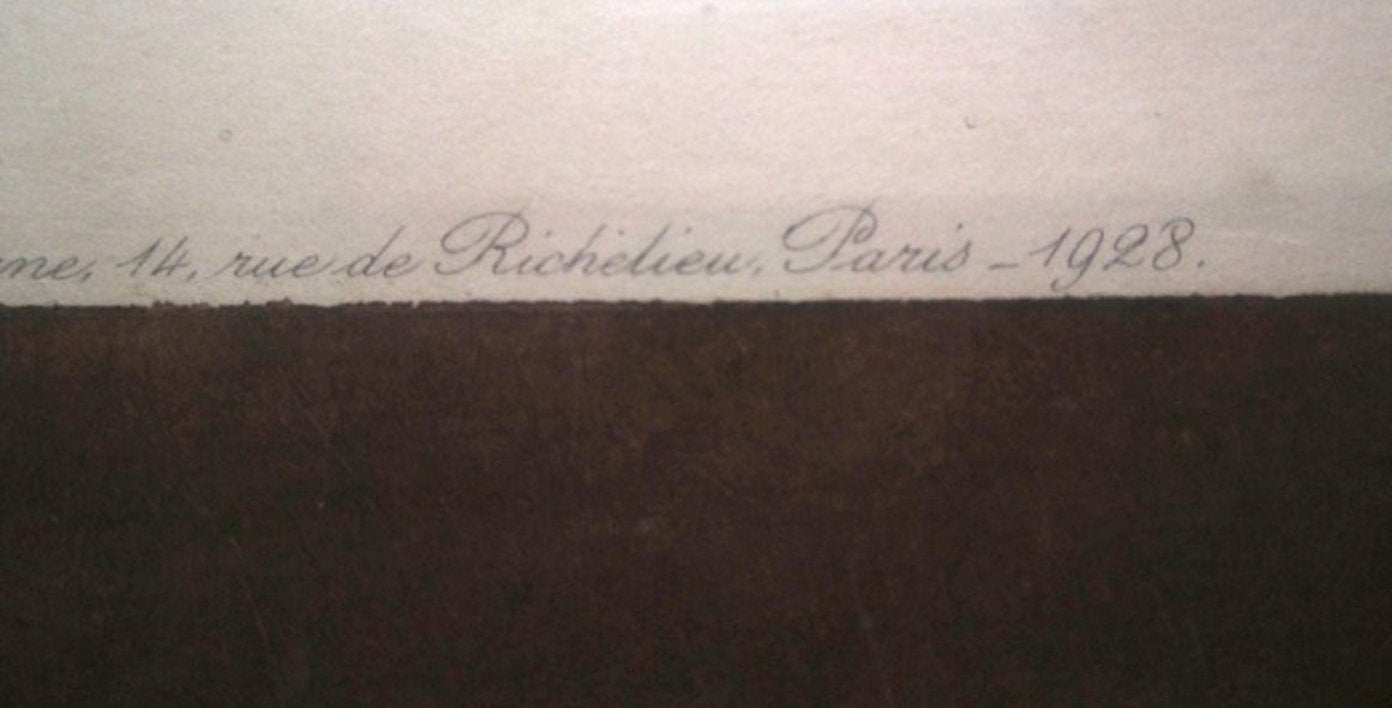 Oriental Lithograph and Watercolor by Umberto Brunelleschi