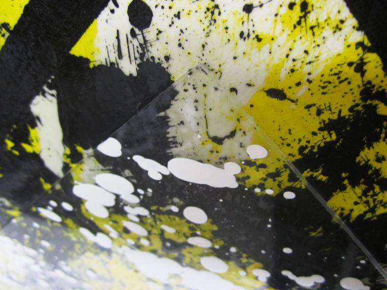 Geometric Acrylic Abstract Mandala Painting in Yellow by Gerald Campbell