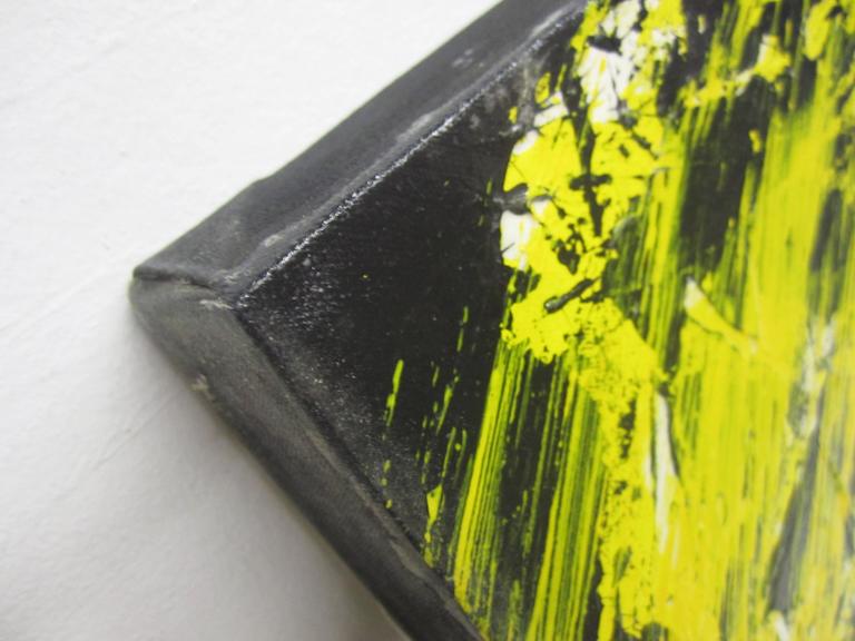 Geometric Acrylic Abstract Mandala Painting in Yellow by Gerald Campbell