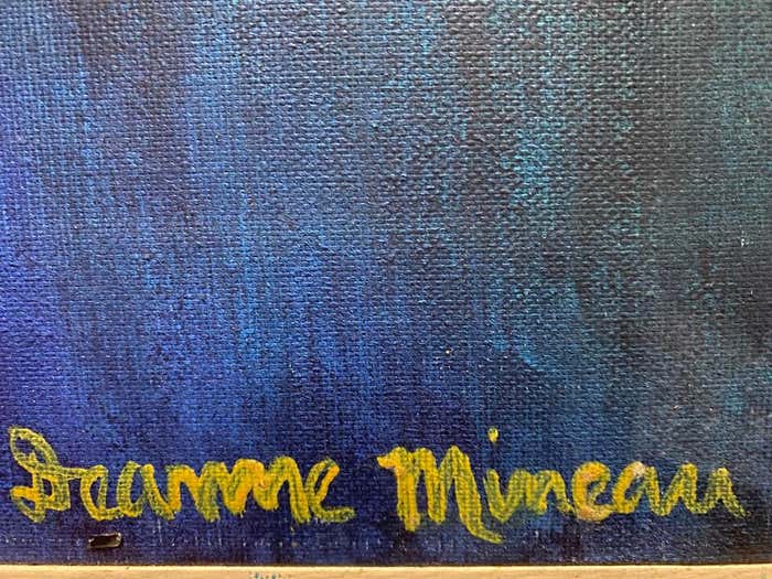 "Cheeky Boy in the Crowd" Colorful Acrylic on Canvas by Deanne Mineau