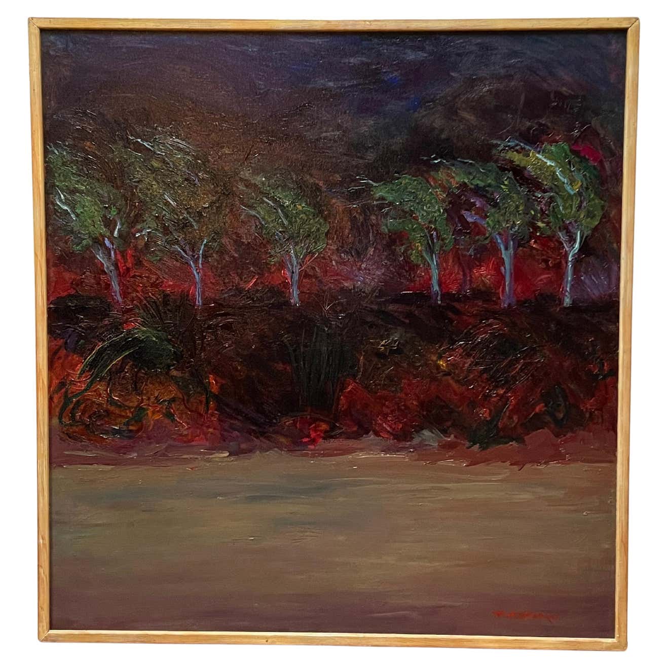 "Trees in a Raging Wildfire" Expressionist Landscape Oil Painting By Pat Berger