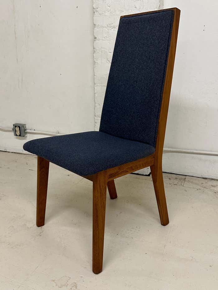 Set of 6 Dyrlund Blue/Grey Danish Dining Room Chairs in Teak