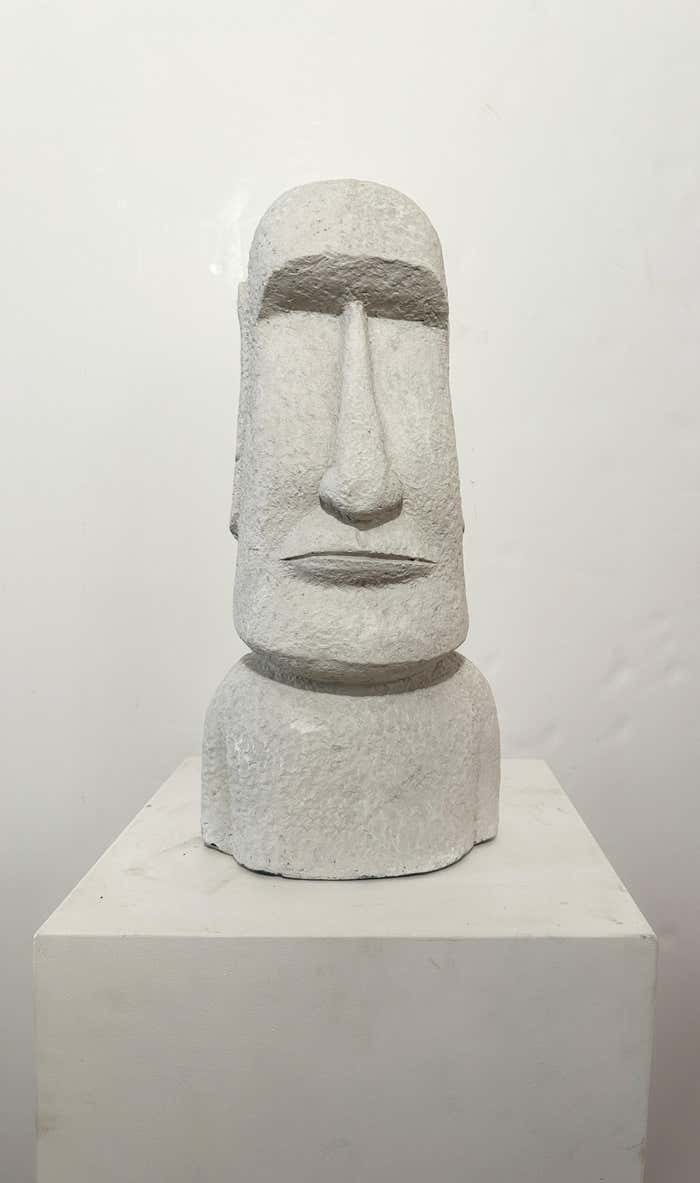 Plaster Head Primitive Sculpture in the style of Easter Island Moai Sculpture