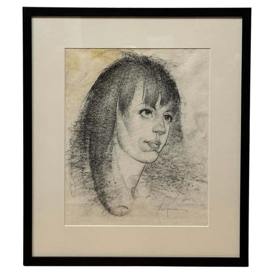 Black and White Charcoal Portrait of a Woman by Max Turner