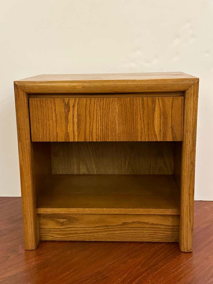 Pair of Blonde Oak Nightstands by Lane