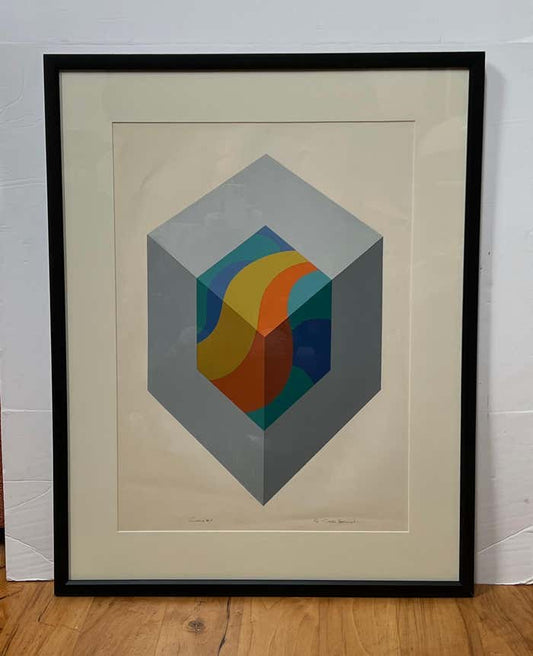 Cube #3" Constructivist Lithograph by Chester Solomont